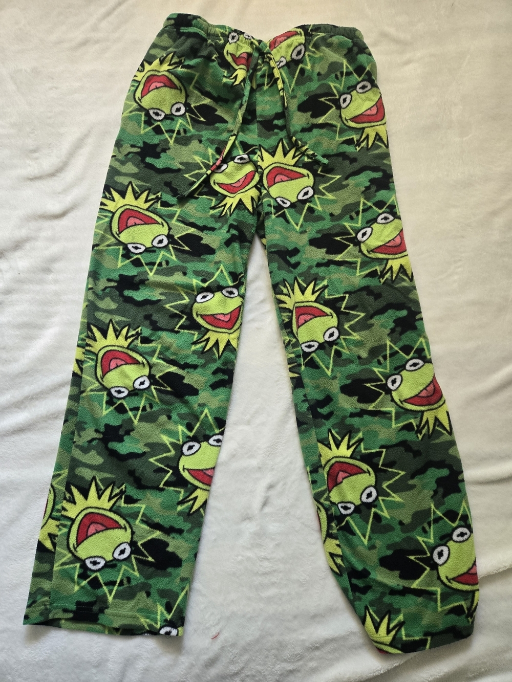 Disney Green Camo Kermit-Print Fleece Pajama Pants